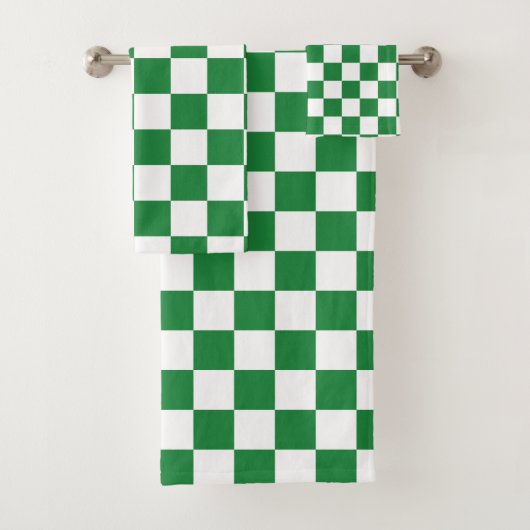 Gecontroleerd Donkergroen en wit Bad Handdoek (Insitu)