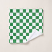 Gecontroleerd Donkergroen en wit Bad Handdoek (Wasdoekje)