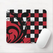 Gecontroleerd draaipatroon | Donkerrood, wit, zwar Muismat (Met muis)