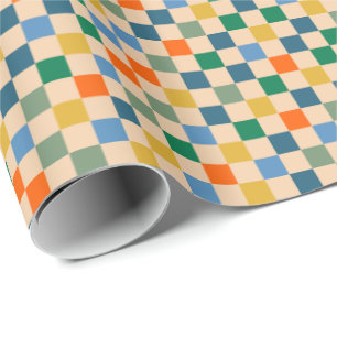 Gecontroleerd gecontroleerd multi-kleurenpatroon cadeaupapier