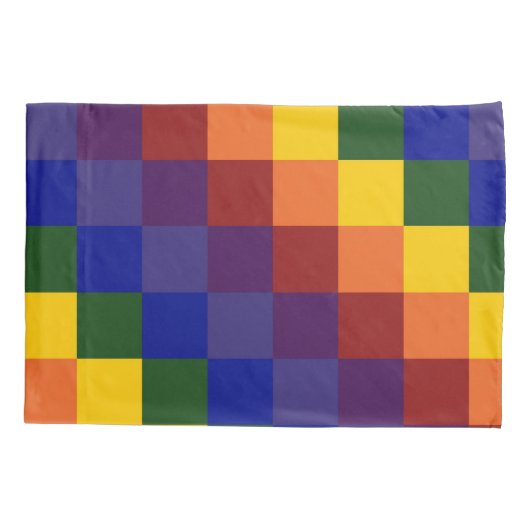 Gecontroleerd geometrisch patroon van regenboog kussensloop (Achterkant)