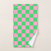 Gecontroleerd groen en roze bad handdoek (Handdoek)
