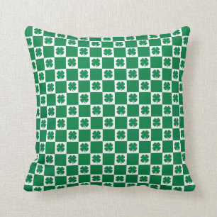 Gecontroleerd groen en wit shamrock Clover-patroon Kussen