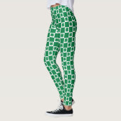 Gecontroleerd groen en wit shamrock Clover-patroon Leggings (Links)