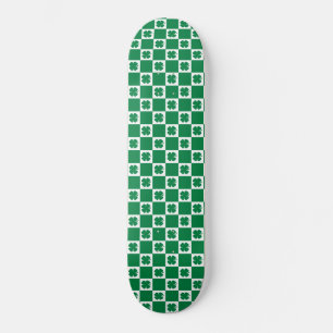 Gecontroleerd groen en wit shamrock Clover-patroon Persoonlijk Skateboard