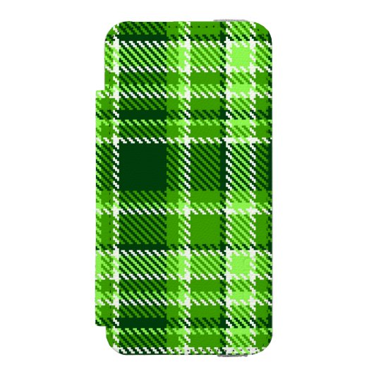 Gecontroleerd groen kleurpatroon incipio iPhone portemonnee hoesje (Voorkant Agenda)