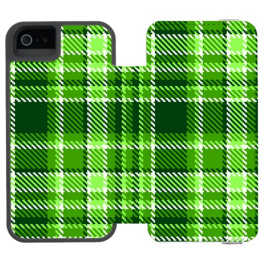 Gecontroleerd groen kleurpatroon incipio iPhone portemonnee hoesje (Agenda Open)