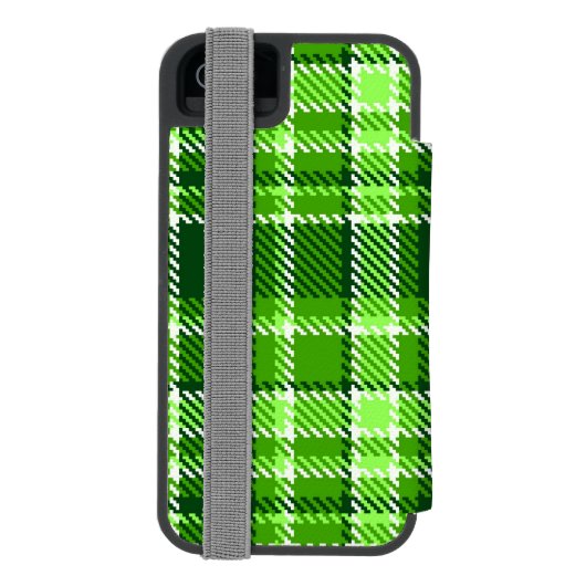 Gecontroleerd groen kleurpatroon incipio iPhone portemonnee hoesje (Agenda Achterkant)