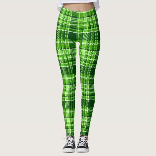 Gecontroleerd groen kleurpatroon leggings (Voorkant)