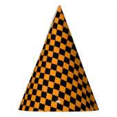 Gecontroleerd halloween zwart en sinaasappel feesthoedjes (Links)