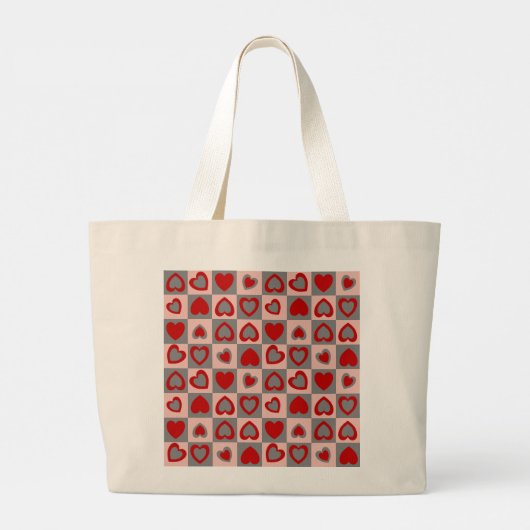 Gecontroleerd hartpatroon grote tote bag (Achterkant)