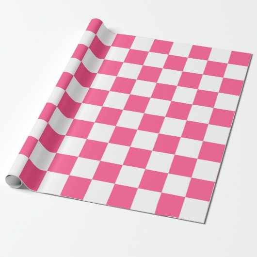 Gecontroleerd Hot Pink en White Cadeaupapier (Uitgerold)
