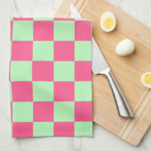 Gecontroleerd Hot Pink en Zacht Groen Theedoek (Quarter Fold)