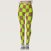 Gecontroleerd kalkgroen en bruin leggings (Voorkant)