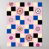 Gecontroleerd kleurig ventilatorroze bleekblauw poster (Voorkant)