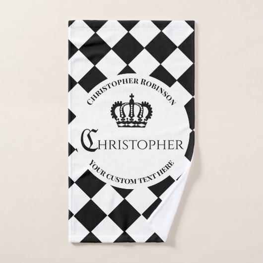 Gecontroleerd koning & wit en zwart vierkant Patro Bad Handdoek (Handdoek)