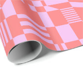 Gecontroleerd koraal- en Lila oppakpapier Cadeaupapier (Rol Hoek)