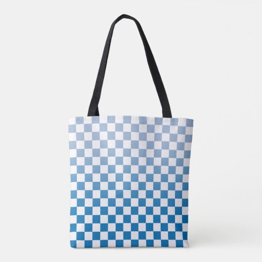 Gecontroleerd licht naar donkerblauw en wit patroo tote bag (Achterkant)