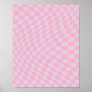Gecontroleerd Lila Patroon Roze Checkerboard contr Poster