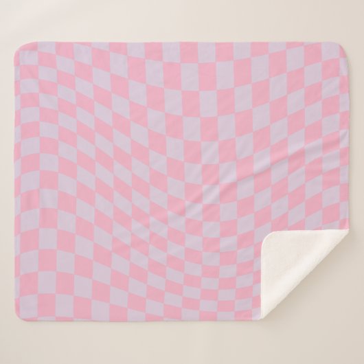 Gecontroleerd Lila Patroon Roze Checkerboard contr Sherpa Deken (Voorkant (horizontaal))