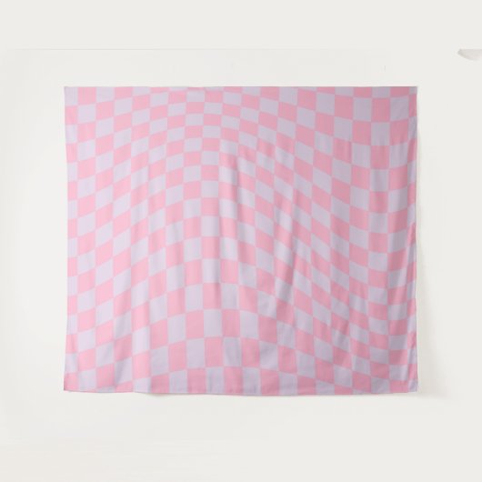 Gecontroleerd Lila Patroon Roze Checkerboard contr Wandkleed (Voorkant (horizontaal))