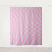 Gecontroleerd Lila Patroon Roze Checkerboard contr Wandkleed (Voorkant)