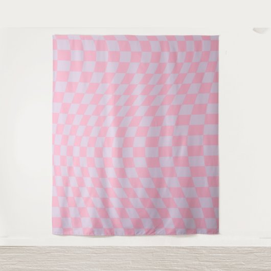 Gecontroleerd Lila Patroon Roze Checkerboard contr Wandkleed (Voorkant)