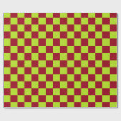 Gecontroleerd Lime Green en Burgundy Cadeaupapier (Vlak)