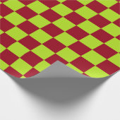 Gecontroleerd Lime Green en Burgundy Cadeaupapier (Hoek)