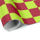 Gecontroleerd Lime Green en Burgundy Cadeaupapier (Rol Hoek)