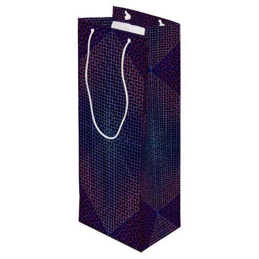 Gecontroleerd Net patroon 01 Black BG Wijn Cadeautas (Achterkant Gekanteld)