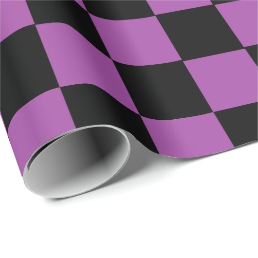 Gecontroleerd Paars en zwart Cadeaupapier (Rol Hoek)