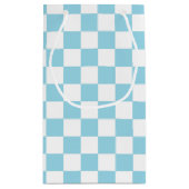 Gecontroleerd pastblauw en wit klein cadeauzakje (Achterkant)