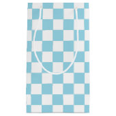 Gecontroleerd pastblauw en wit klein cadeauzakje (Voorkant)