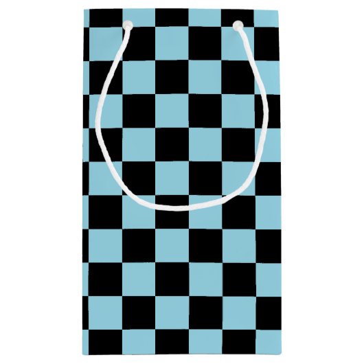 Gecontroleerd pastblauw en zwart klein cadeauzakje (Achterkant)