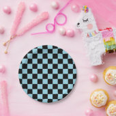 Gecontroleerd pastblauw en zwart papieren bordje (Feest)