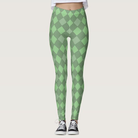 Gecontroleerd patchpatroon 01 w LGreen BG Leggings (Voorkant)