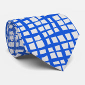 Gecontroleerd patroon 01 Blue.b Offwhite BG Stropdas (Opgerold)