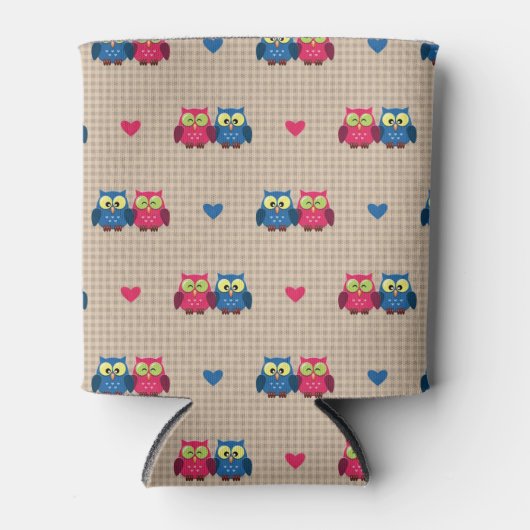 Gecontroleerd patroon met liefdesuilen blikjeskoeler (Voorkant)