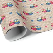 Gecontroleerd patroon met liefdesuilen cadeaupapier (Rol Hoek)