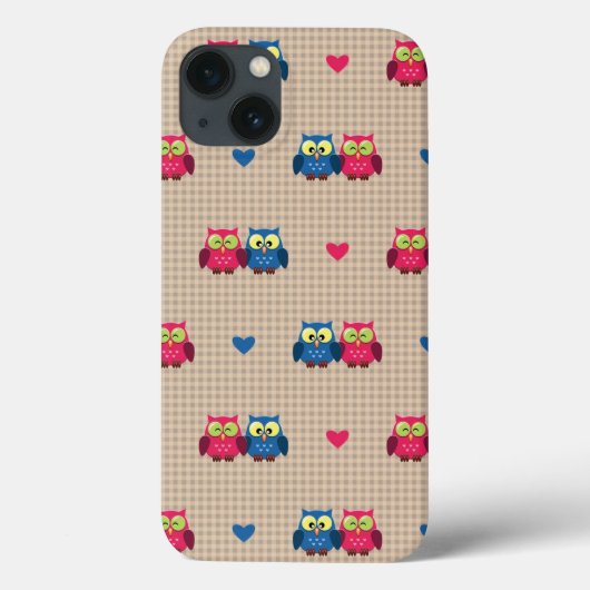 Gecontroleerd patroon met liefdesuilen Case-Mate iPhone case (Achterkant)