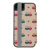 Gecontroleerd patroon met liefdesuilen incipio iPhone portemonnee hoesje (Agenda Achterkant)