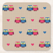 Gecontroleerd patroon met liefdesuilen kartonnen onderzetters (Voorkant)