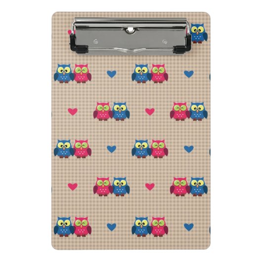 Gecontroleerd patroon met liefdesuilen mini klembord (Voorkant)