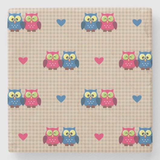 Gecontroleerd patroon met liefdesuilen stenen onderzetter (Voorkant)