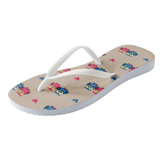 Gecontroleerd patroon met liefdesuilen teenslippers (Schuin)