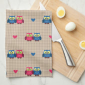 Gecontroleerd patroon met liefdesuilen theedoek (Quarter Fold)