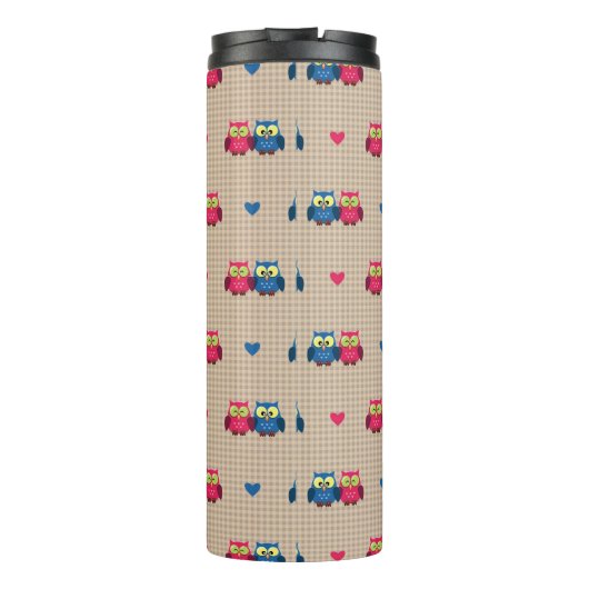 Gecontroleerd patroon met liefdesuilen thermosbeker (Achterkant)