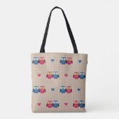 Gecontroleerd patroon met liefdesuilen tote bag (Achterkant)