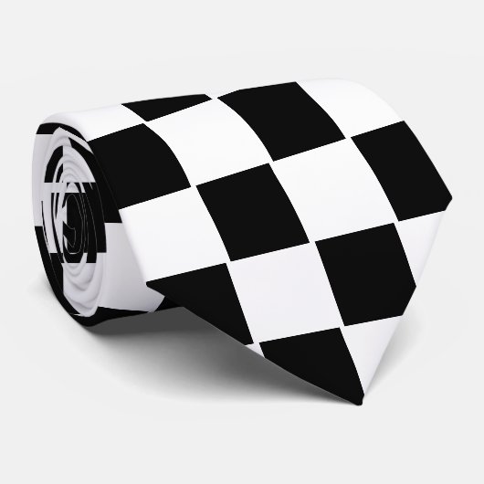 Gecontroleerd Patroon zwart-wit Stropdas (Opgerold)